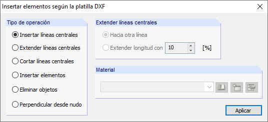 Cuadro de diálogo "Establecer elementos según la plantilla DXF"