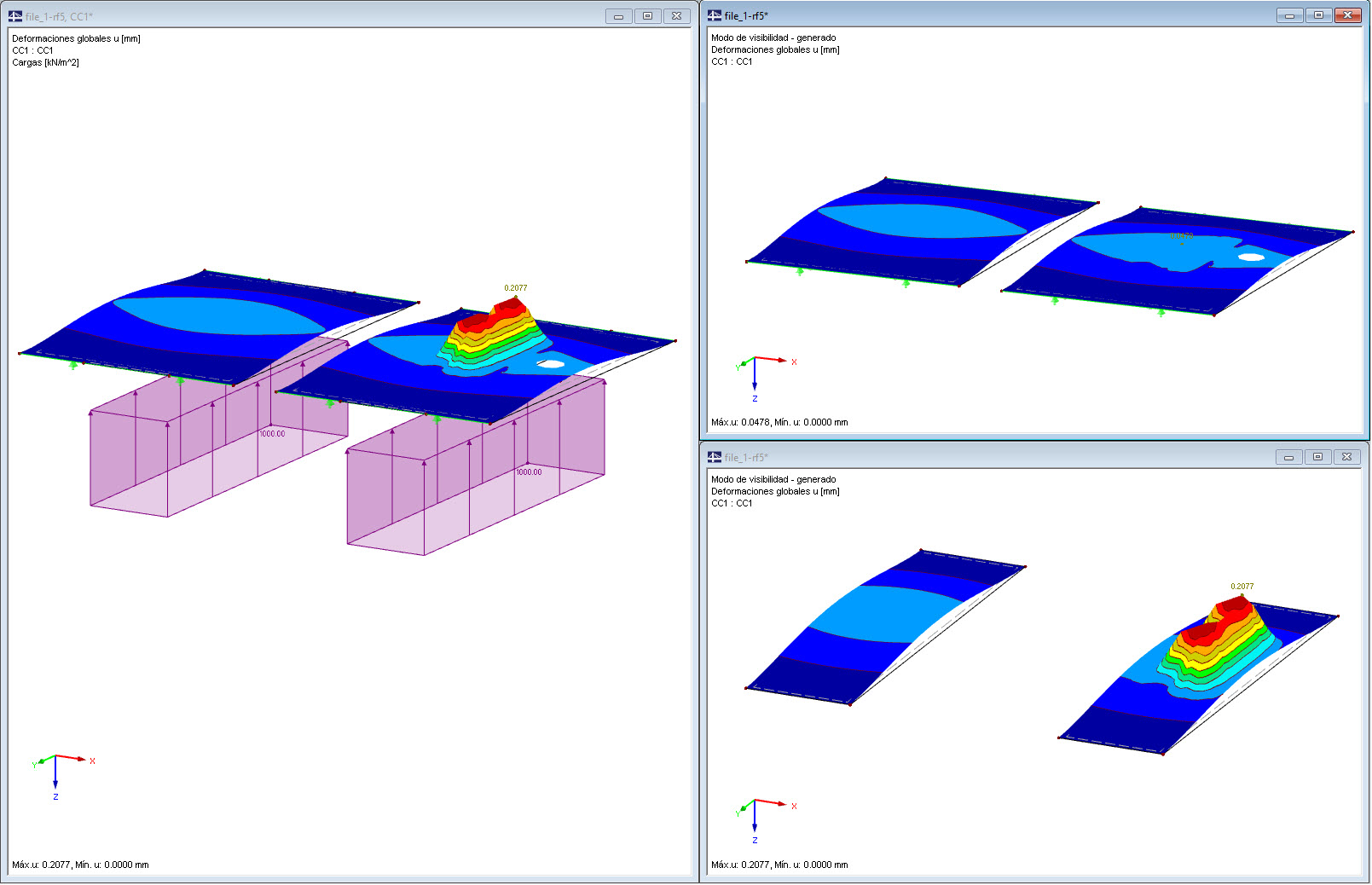 Comparación de deformaciones