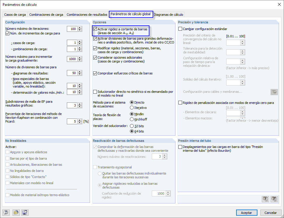 Consideración de la deformación a cortante en RFEM y RSTAB