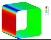 Distribución de la presión de viento en la superficie del componente estructural