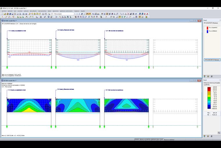 Armadura necesaria para el nervio y distribución axial de los esfuerzos del muro