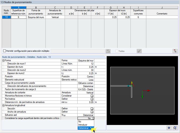 Tabla de entrada 1.5 Nudos de punzonamiento