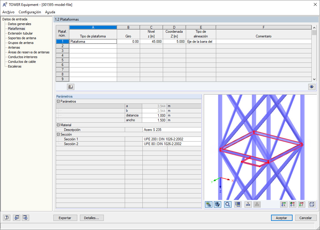 Plataforma insertada en RF-/TOWER Equipment