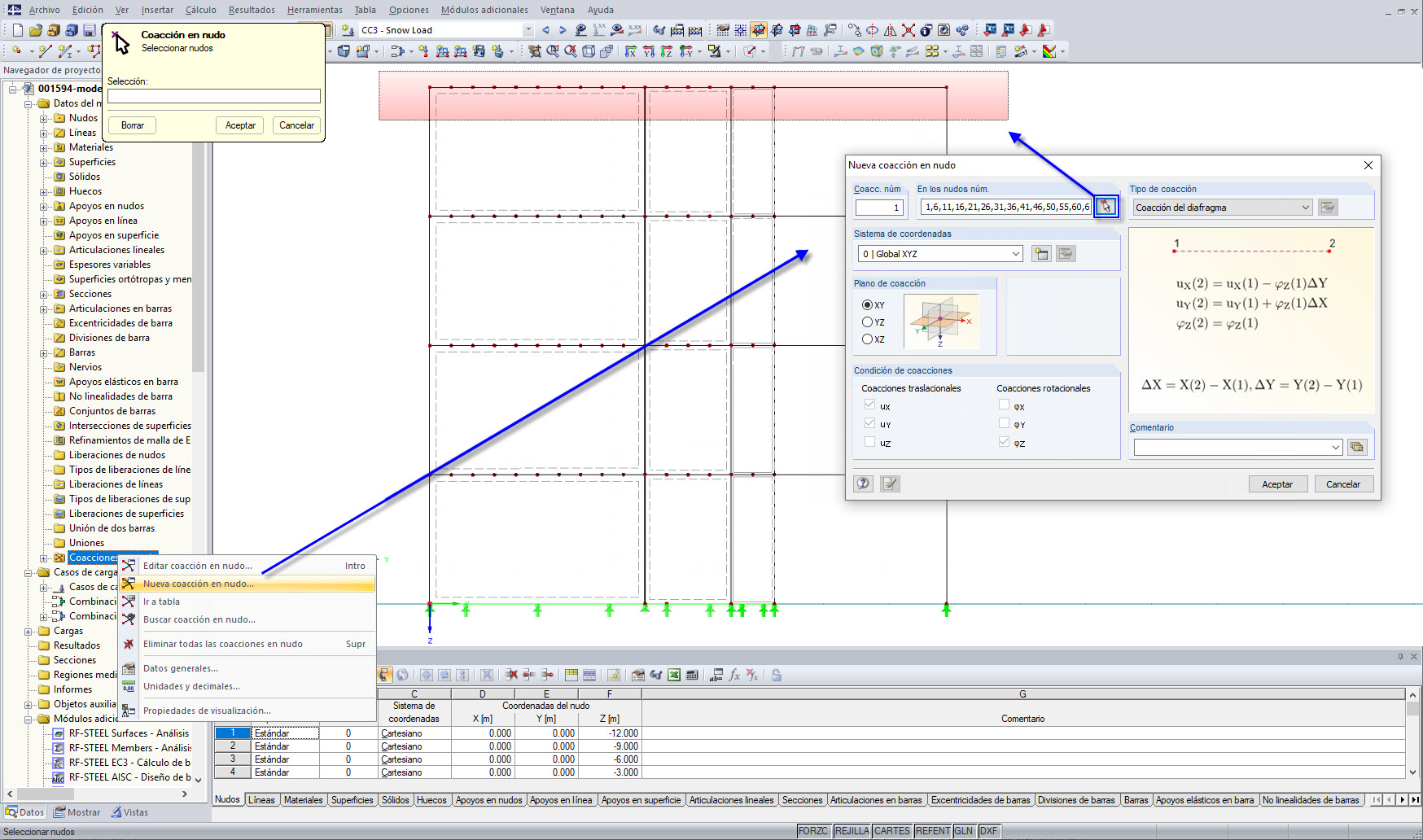 Evaluación de la primera deformada del modo