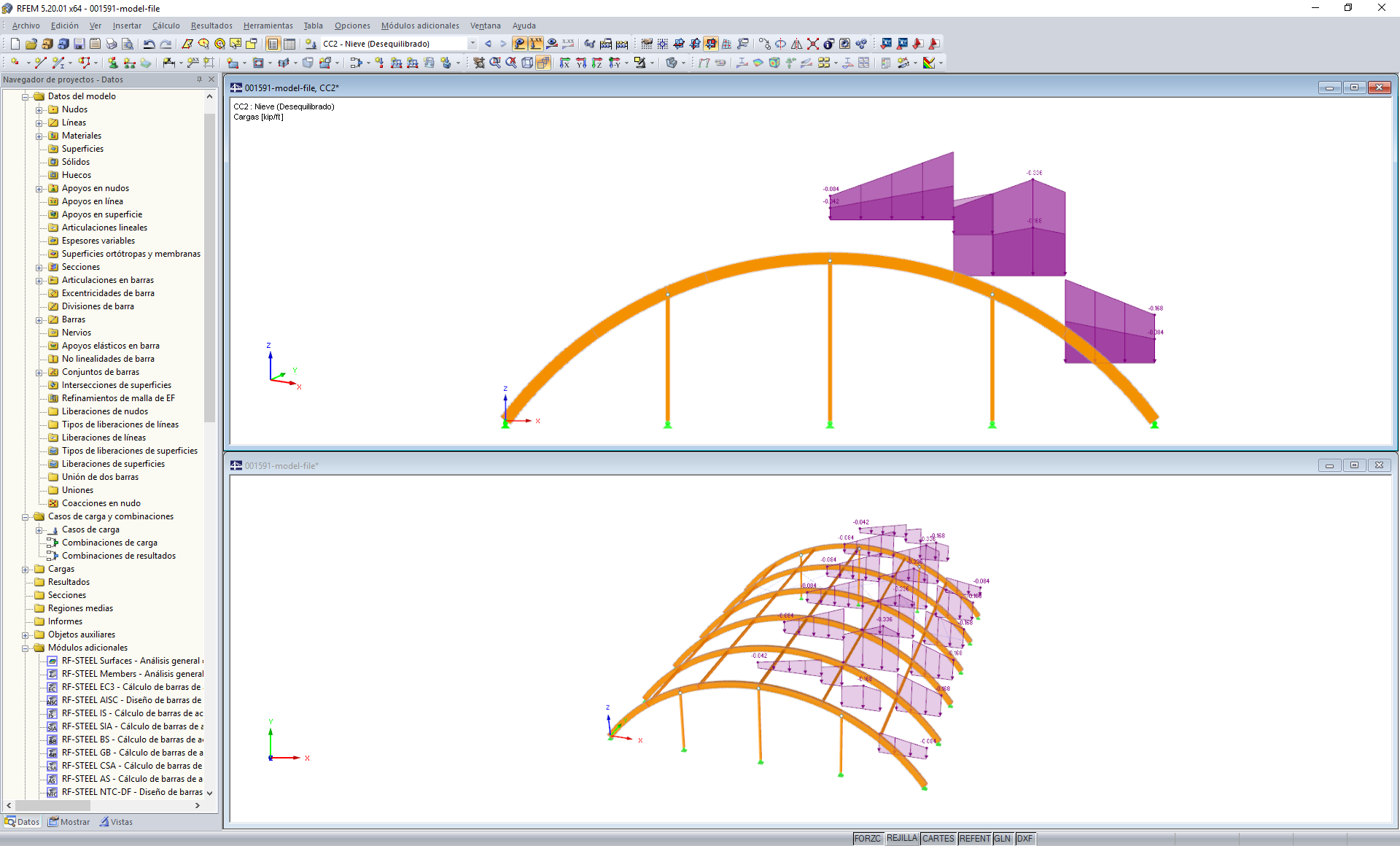 Caso simétrico de carga de nieve en RFEM
