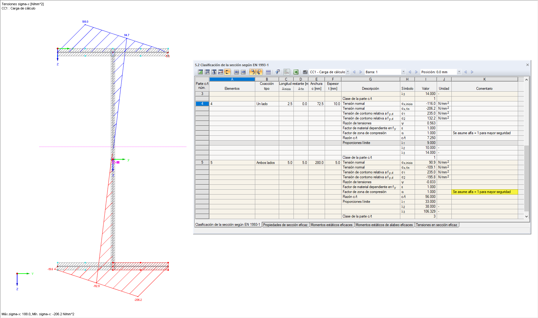 Tensiones y clasificación