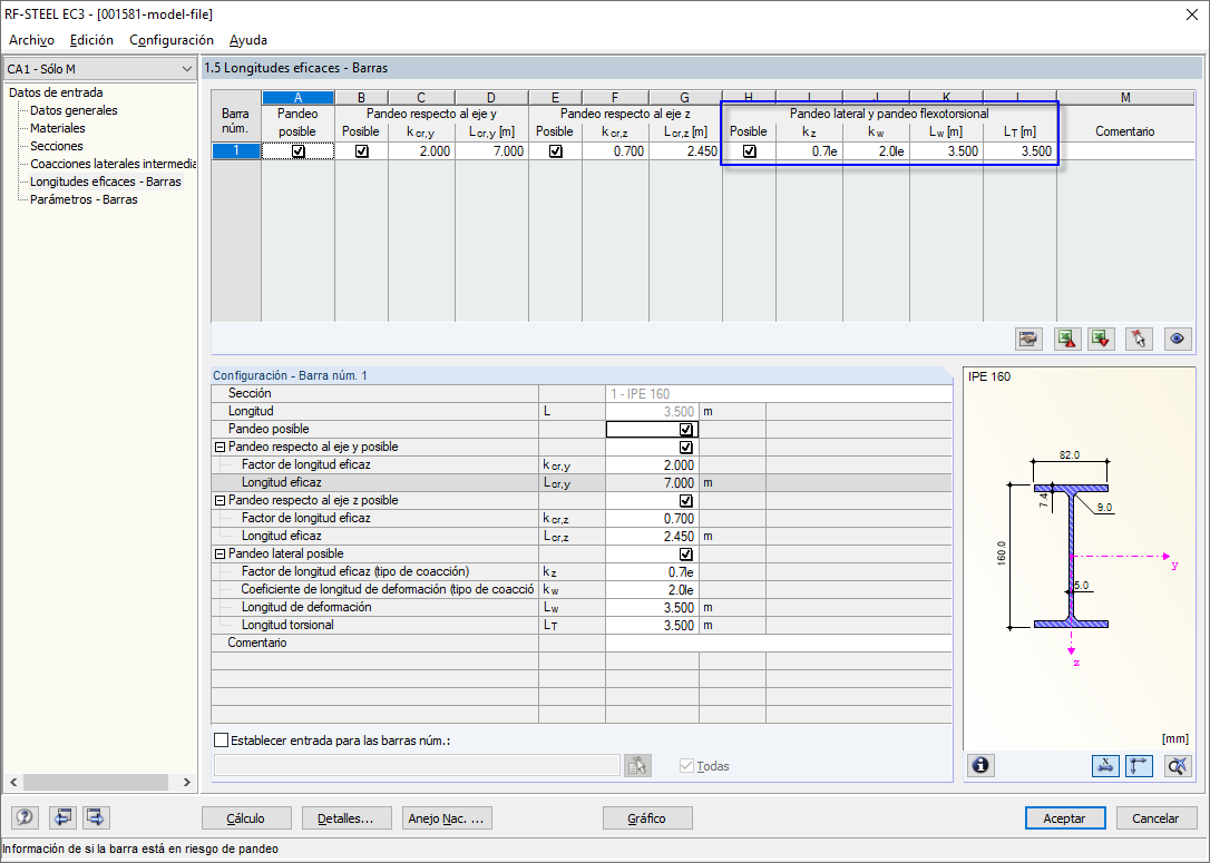 Ventana de entrada de RF-/STEEL EC3