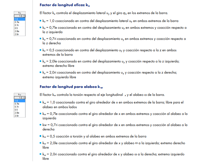 Factores de longitud eficaz y para alabeo