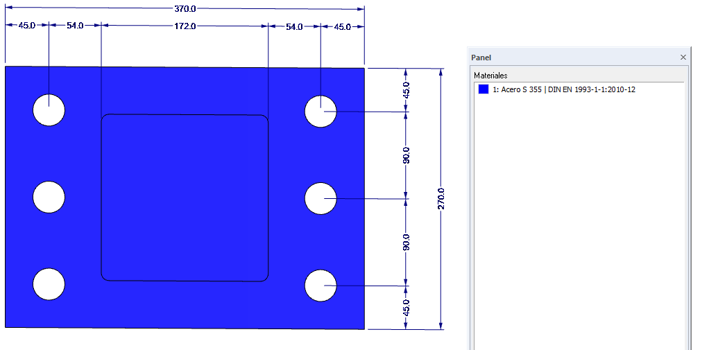 Dimensiones de la placa extrema