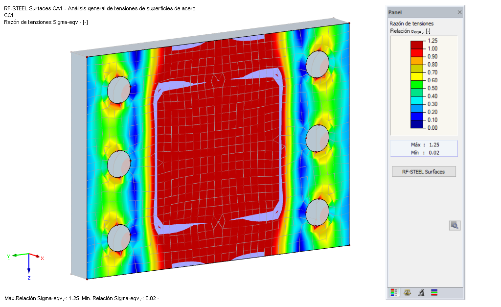 Análisis de la chapa extrema según la hipótesis de Von Mises con RF-STEEL Surfaces