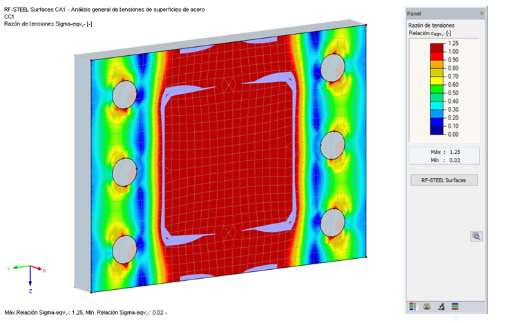 Análisis de la chapa extrema según la hipótesis de Von Mises con RF-STEEL Surfaces