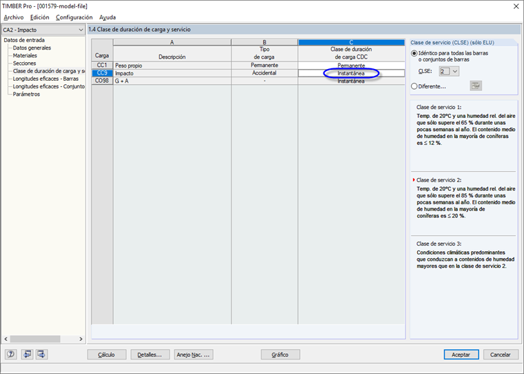 Asignación de la duración de carga