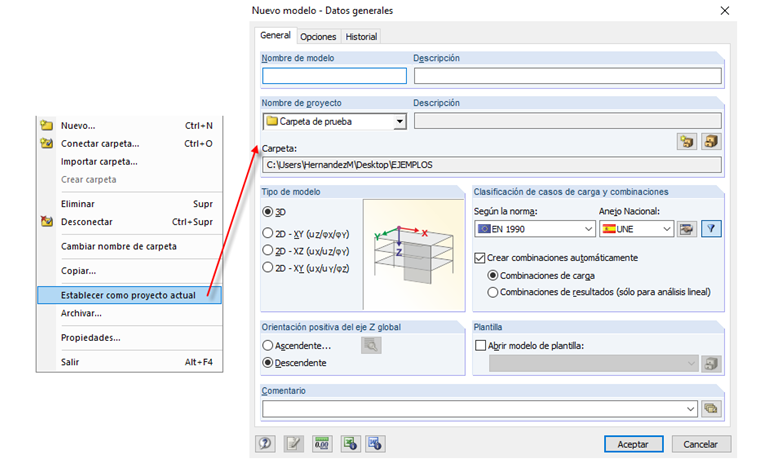 Establecer como proyecto actual