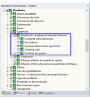 Opciones para la distribución de esfuerzos internos para superficies