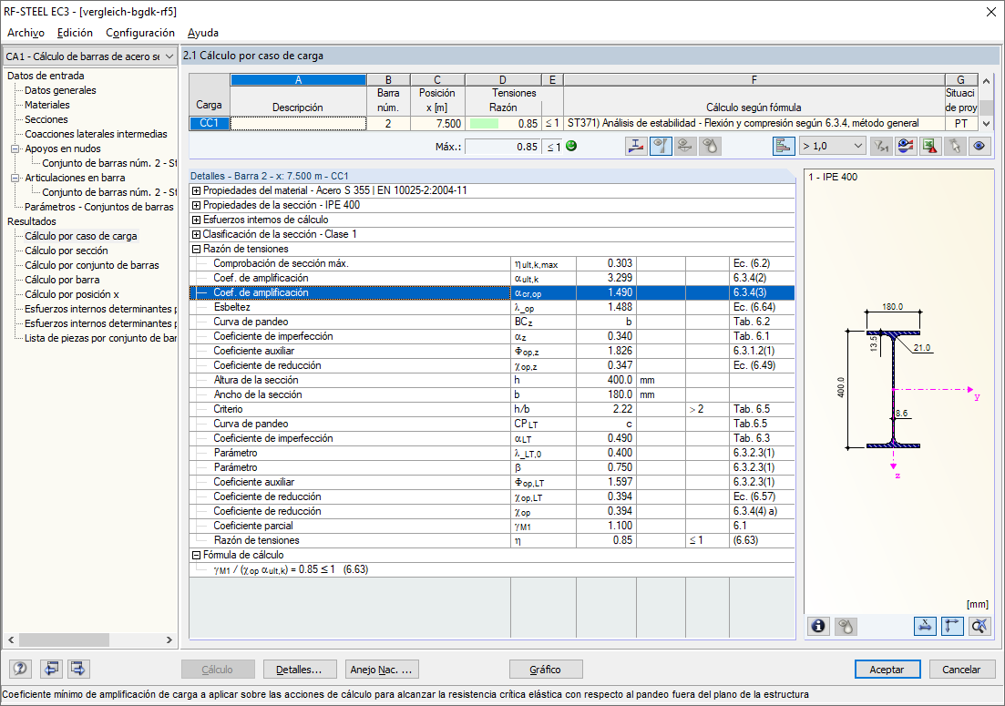 Cálculo según el método general