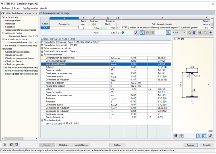 Cálculo según el método general