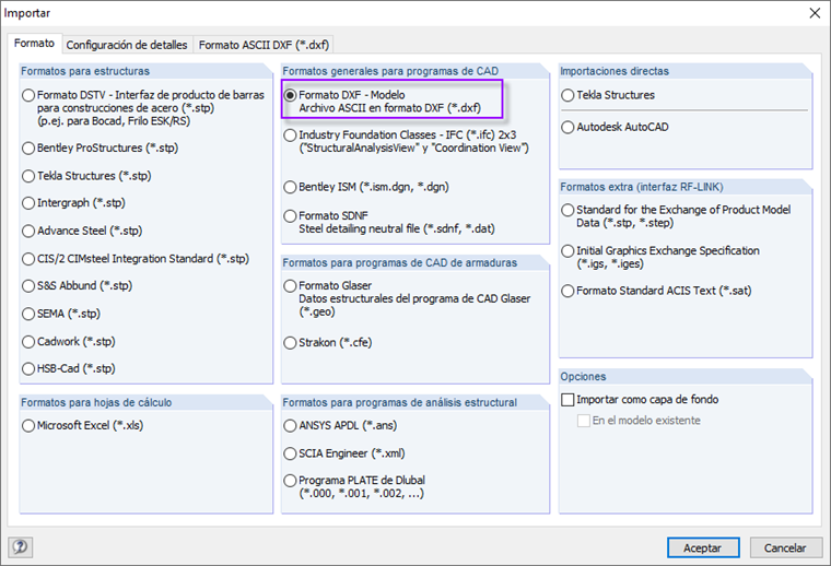 Importar un archivo DXF como líneas