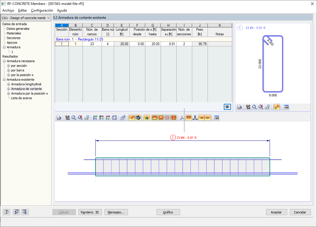 Bügelbewehrung RFEM-Diagramm
