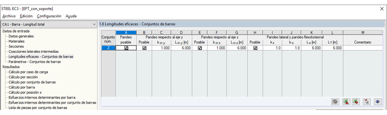 Ventana "1.6 Longitudes eficaces - Conjuntos de barras"