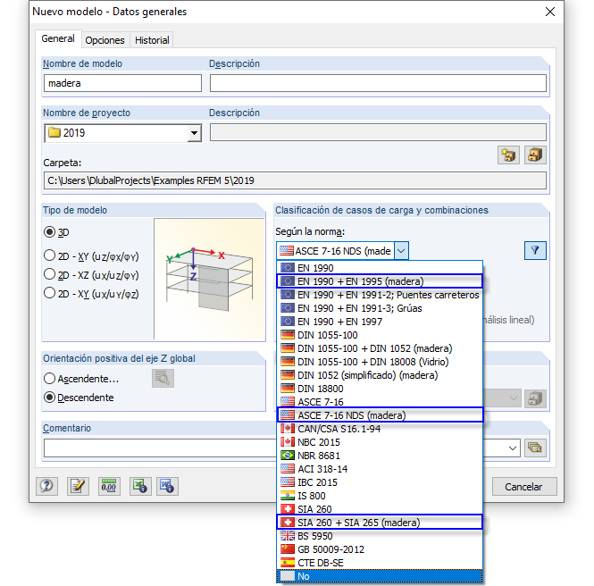 Spezielle Einstellungen für den Holzbau in den Basisangaben