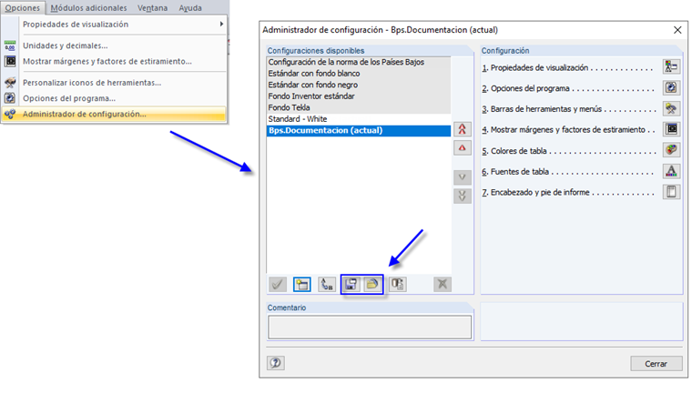 Guardar e importar configuración