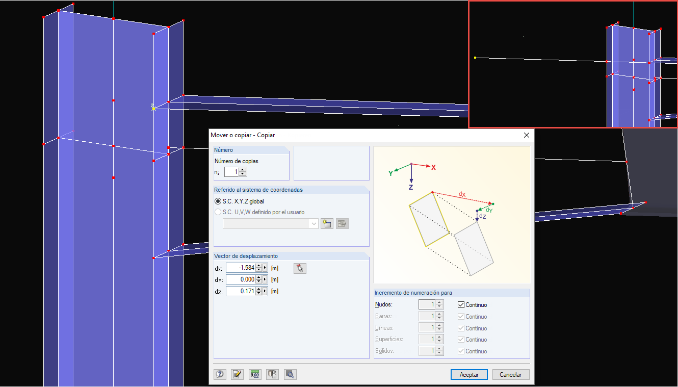 Transferir la inclinación de la viga a la columna