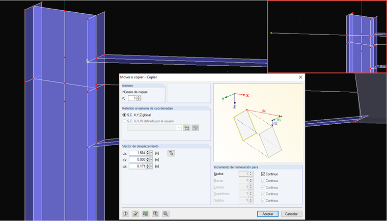 Transferir la inclinación de la viga a la columna