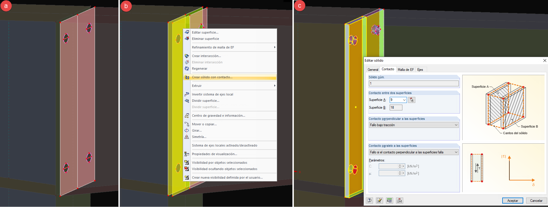 Fertige Bohrungsöffnungen und Anlegen des Kontaktvolumens