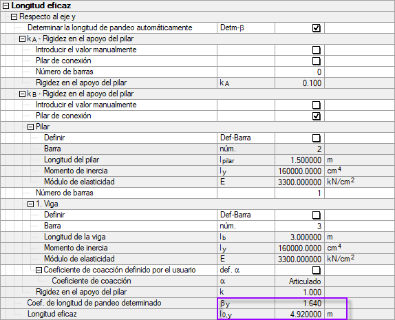 Ergebnisse der Knicklängenberechnung in RF-BETON Stützen