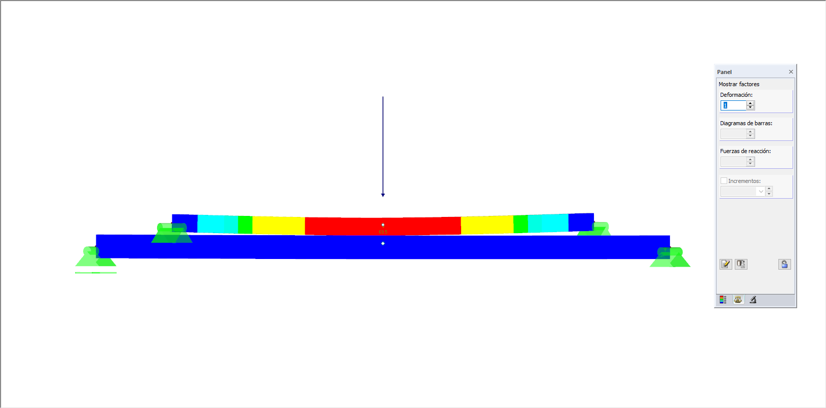 Ansicht parallel zur X-/Y-Ebene: Verformung des Systems mit Anzeigefaktor 1