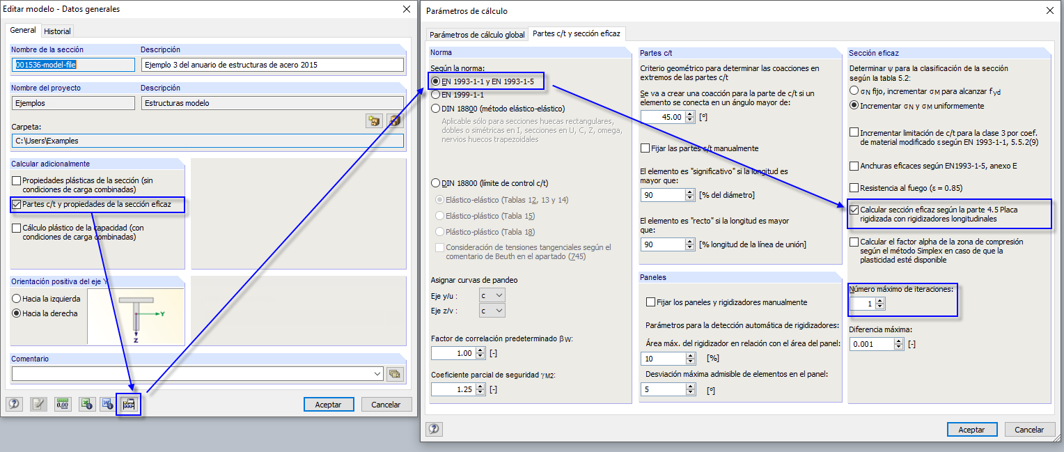 Parámetros de cálculo