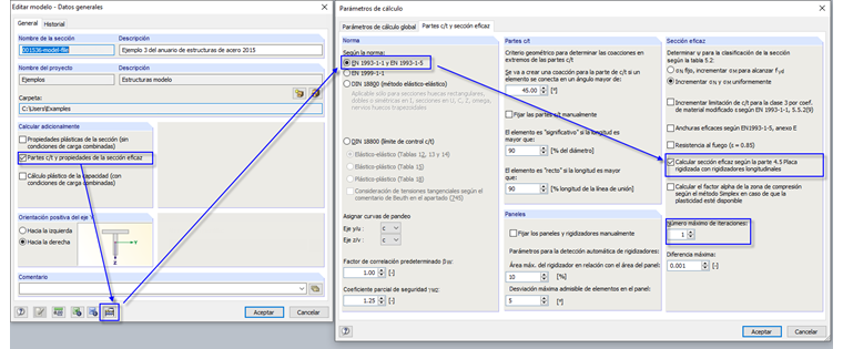 Parámetros de cálculo
