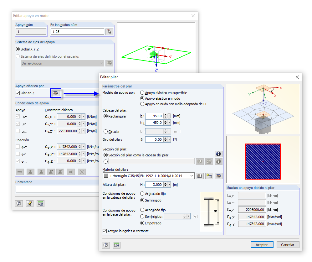 Determinación de la rigidez elástica de los pilares
