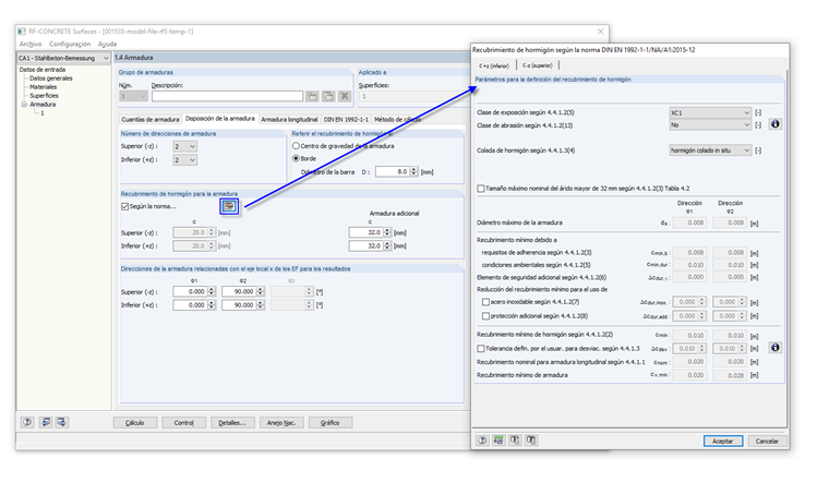Vorgabe der Betondeckung