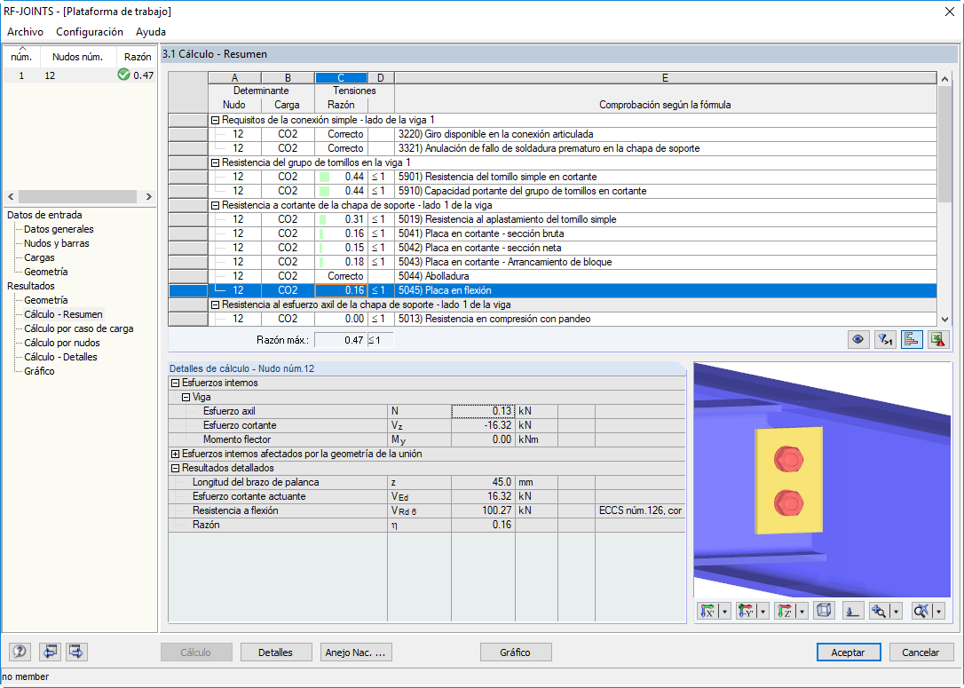 Diseño con RF -JOINTS Steel - Pinned