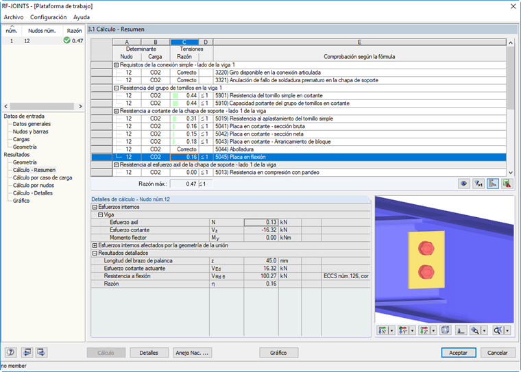 Diseño con RF -JOINTS Steel - Pinned