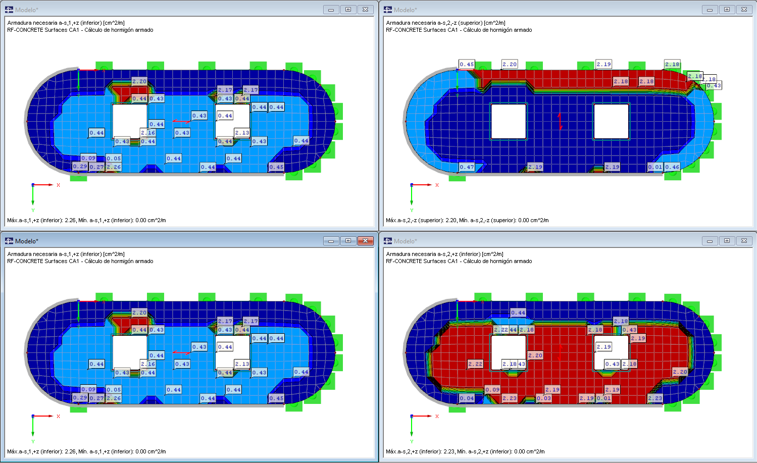 Ergebnis: Bewehrungsrichtung mit der Hauptzugkraft im betrachteten Element