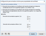 Configuración: Dirección de la armadura definida por el usuario
