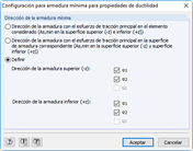 Configuración: Dirección de la armadura definida por el usuario