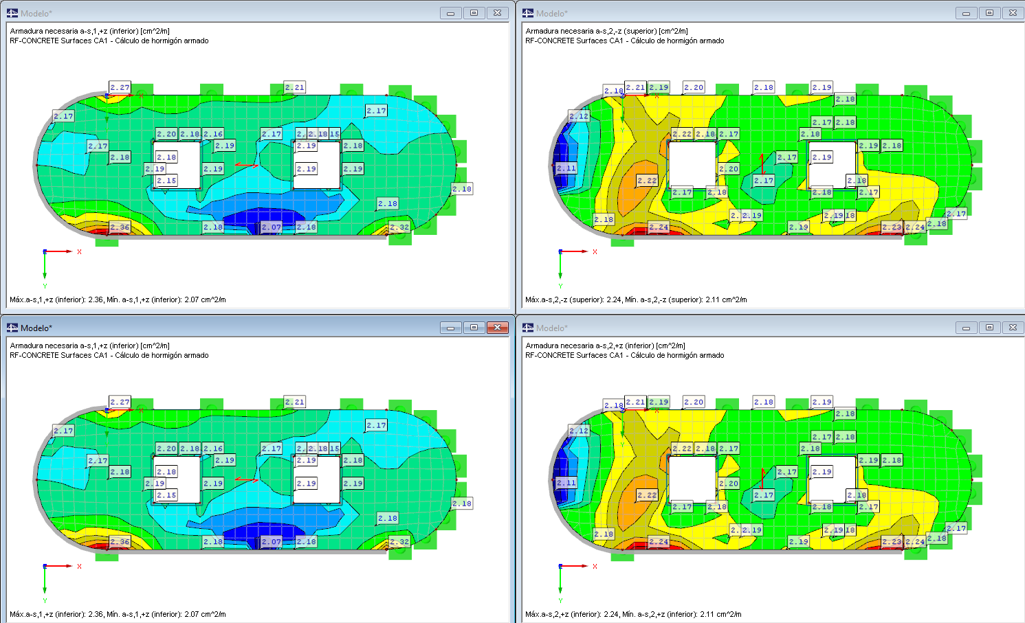 Resultado: dirección de la armadura definida por el usuario