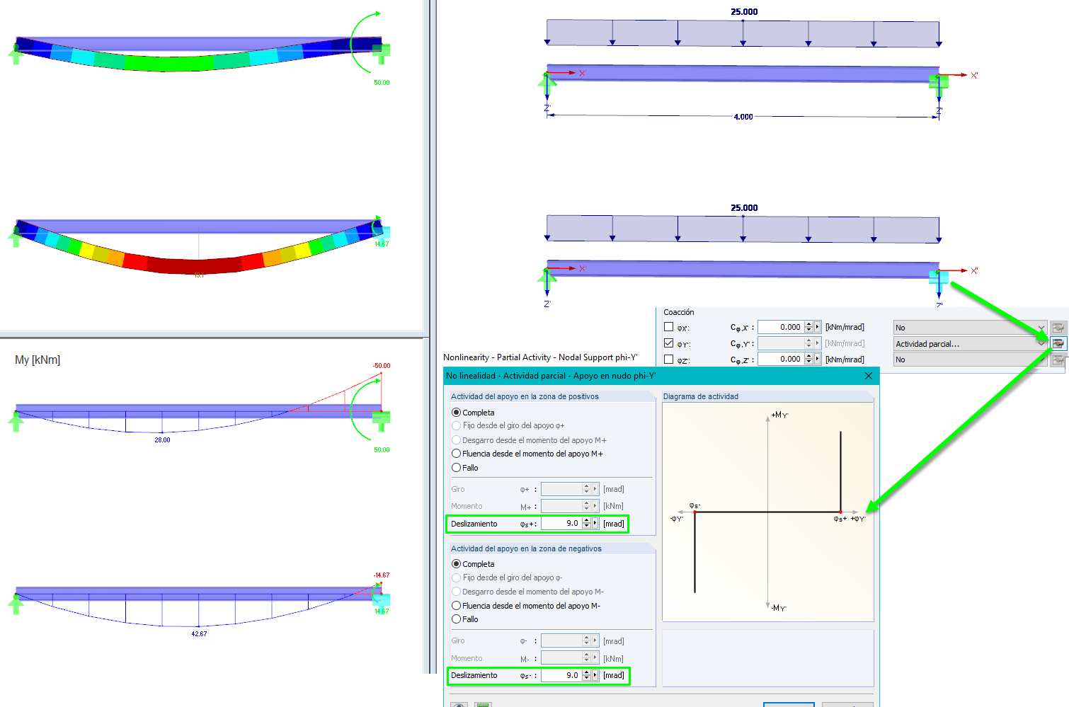Visualización del movimiento y deslizamiento entre componentes en una estructura. Adecuado para la simulación de uniones mecánicas.