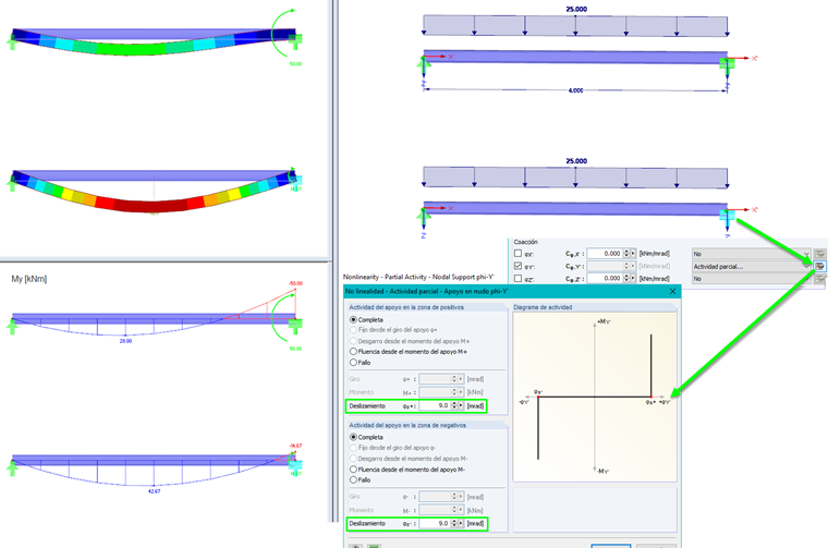 Visualización del movimiento y deslizamiento entre componentes en una estructura. Adecuado para la simulación de uniones mecánicas.