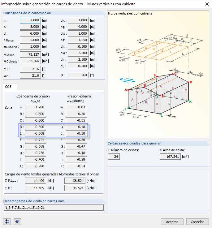Información sobre la generación de la carga de viento
