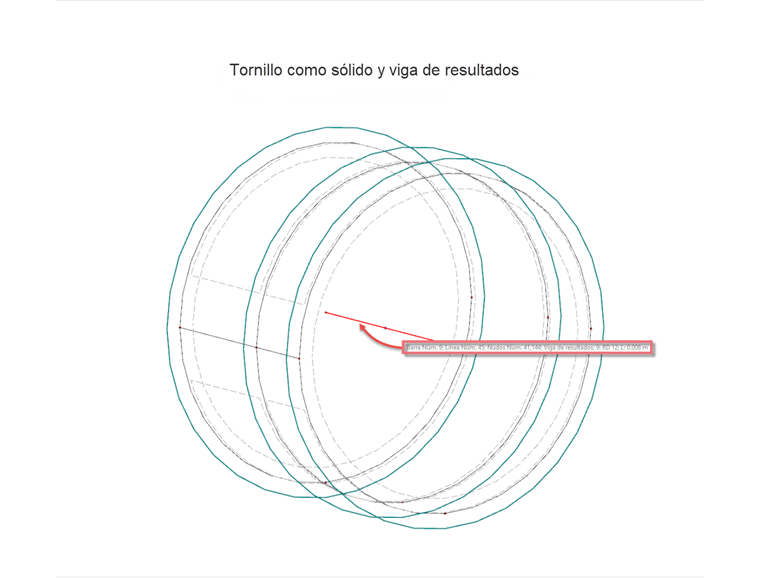 Tornillo como sólido y viga de resultados