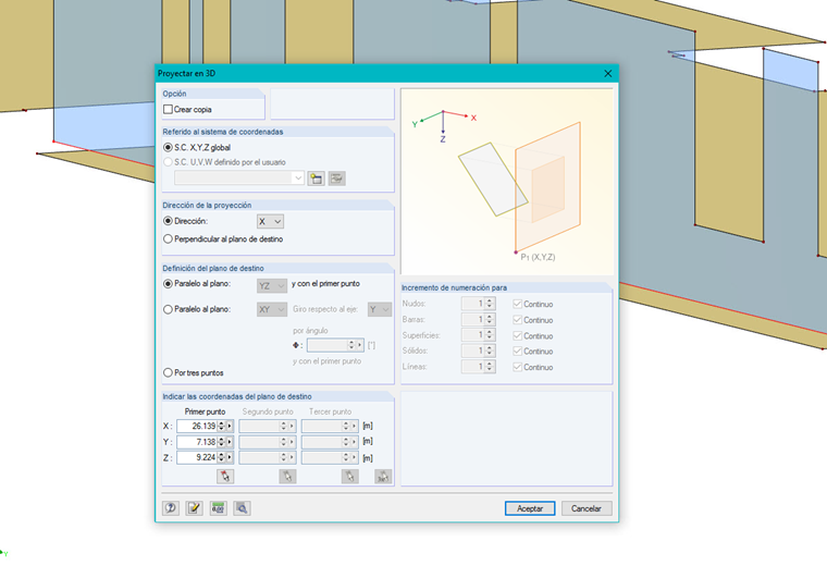 Orientación vertical del muro al nivel del techo
