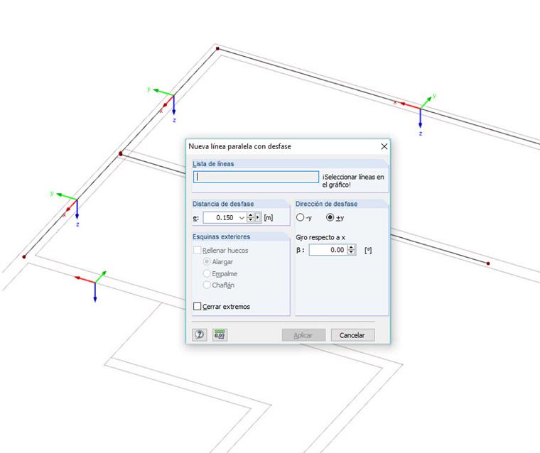 Capa de fondo DXF: Línea central del muro creada agarrando el borde exterior con desfase