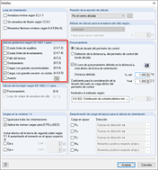 Configuración en los detalles del cálculo