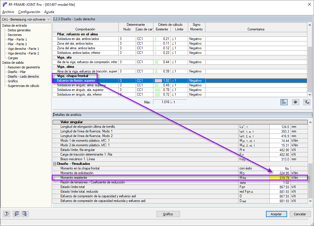 Estado límite último en RF-/FRAME-JOINT Pro
