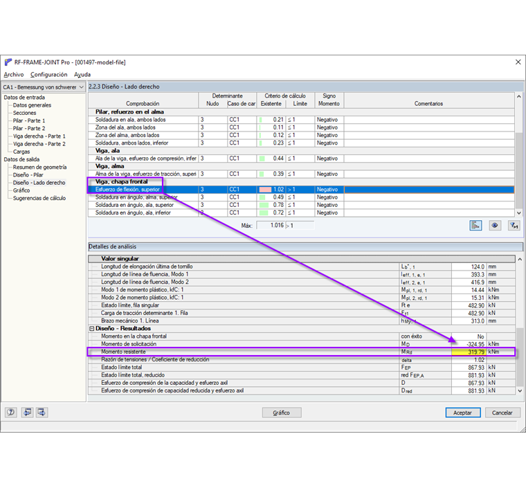Estado límite último en RF-/FRAME-JOINT Pro