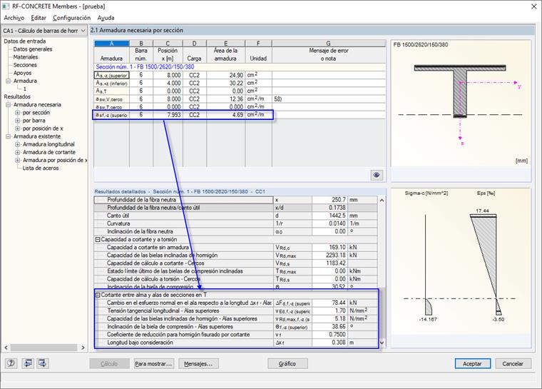Ergebnisausgabe für die Schubfugenbemessung